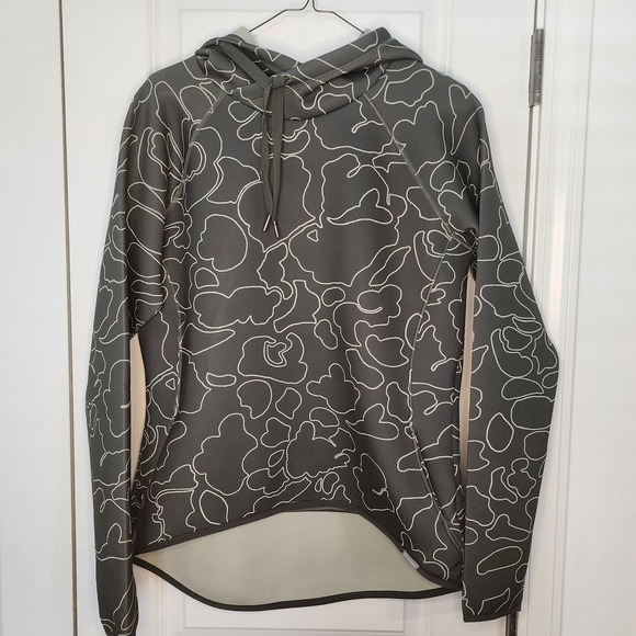 Columbia Omni Wick Hoodie Women's Gray Camo Thumb Hole Pullover Top - Picture 3 of 6